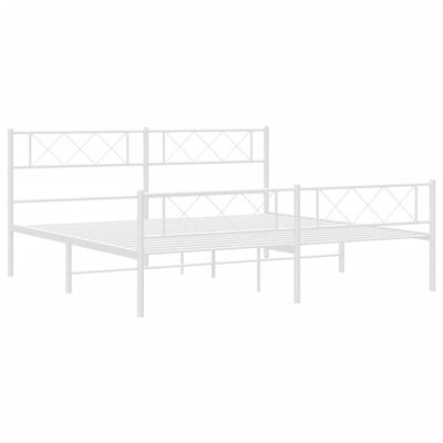 vidaXL Cadre de lit métal sans matelas et pied de lit blanc 180x200 cm