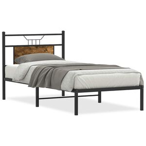 vidaXL Cadre de lit sans matelas ch&ecirc;ne fum&eacute; 75x190cm bois d'ing&eacute;nierie