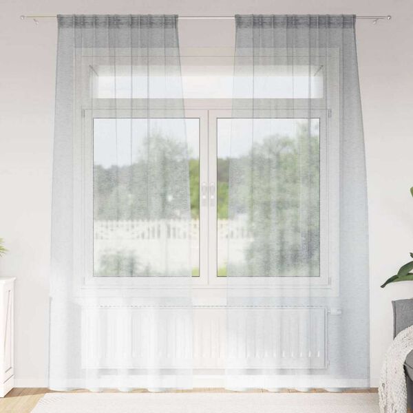 vidaXL Rideau en Voile 2 pcs Gris fonc&eacute; 245 x 140 cm Polyester