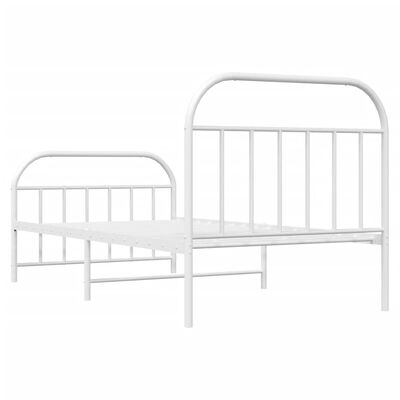 vidaXL Cadre de lit métal sans matelas et pied de lit blanc 107x203 cm