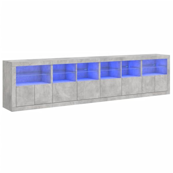 vidaXL Buffet avec lumi&egrave;res LED gris b&eacute;ton 283x37x67 cm