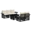 vidaXL Ensemble de canap&eacute; de jardin 6 pc Noir et blanc cr&egrave;me polyrotin
