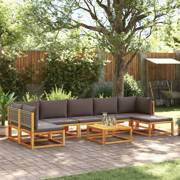 vidaXL Ensemble de canap&eacute;s de jardin 8 pi&egrave;ces avec coussins en bois d'acacia et rotin