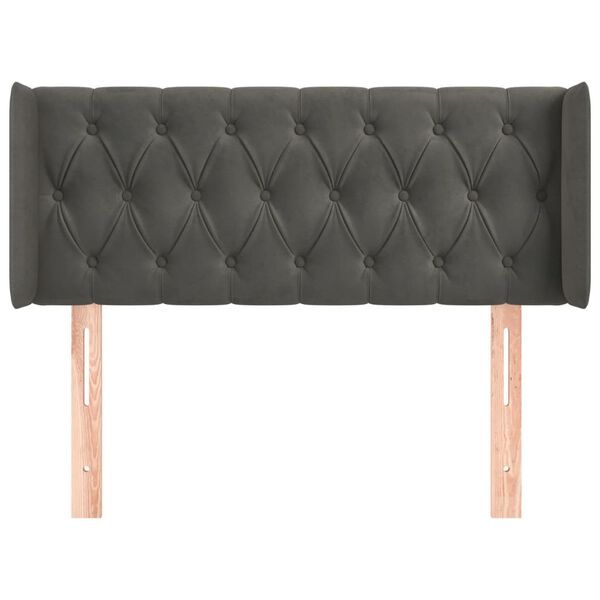 vidaXL T&ecirc;te de lit avec oreilles Gris fonc&eacute; 103x16x78/88 cm Velours