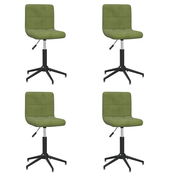 vidaXL Chaises pivotantes &agrave; manger lot de 4 Vert clair Velours