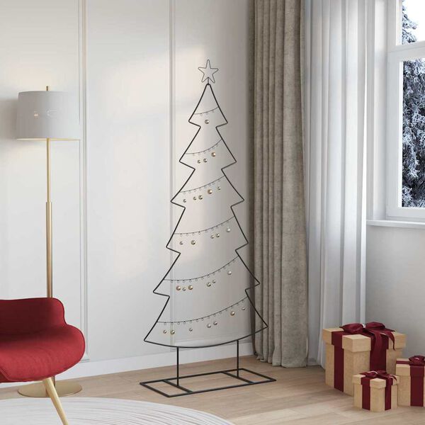 vidaXL Arbre de No&euml;l en m&eacute;tal avec support Noir 180 cm Acier