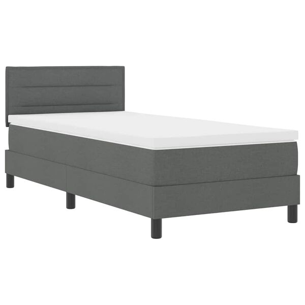 vidaXL Lit &agrave; ressorts avec matelas Gris fonc&eacute; 90 x 200 cm tissu
