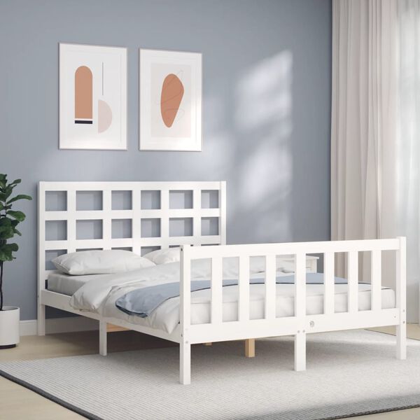 vidaXL Cadre de lit sans matelas blanc 120x200 cm bois de pin massif