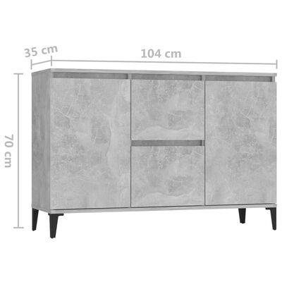 vidaXL Buffet gris béton 104x35x70 cm bois d'ingénierie