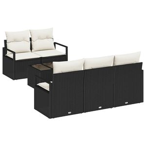 vidaXL Ensemble de Canap&eacute;s avec coussin 6 pcs Noir et Cr&egrave;me polyrotin