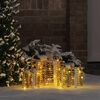 vidaXL Bo&icirc;te Cadeau avec 60 LED 3 pcs Blanc chaud 20 x 20 x 20 cm PET
