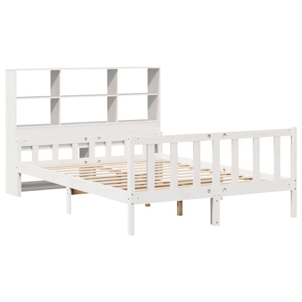 vidaXL Lit biblioth&egrave;que sans matelas blanc 160x200 cm bois pin massif