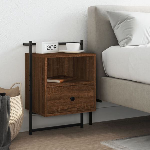 vidaXL Table de chevet murale ch&ecirc;ne brun 40x30x61 cm bois d'ing&eacute;nierie