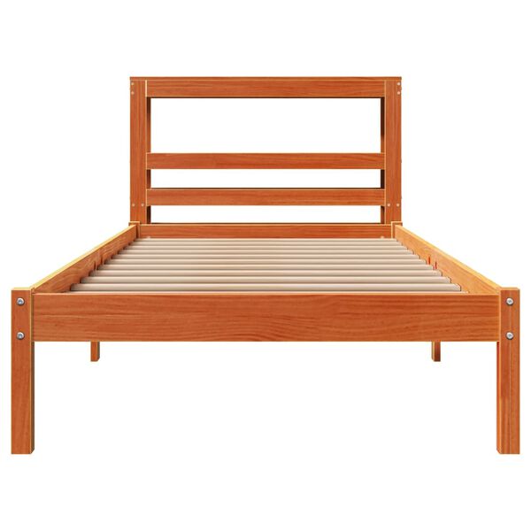 vidaXL Cadre de lit avec t&ecirc;te de lit sans matelas cire marron 90x200cm