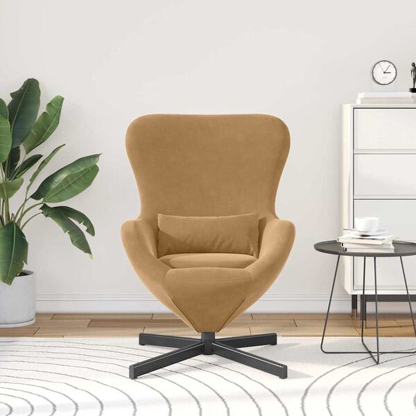 vidaXL Fauteuil &oelig;uf Marron 63 x 73 x 90 cm Velours