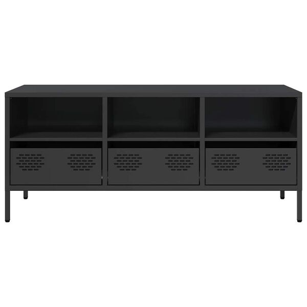 vidaXL Meuble TV noir 101,5x39x43,5 cm acier lamin&eacute; &agrave; froid