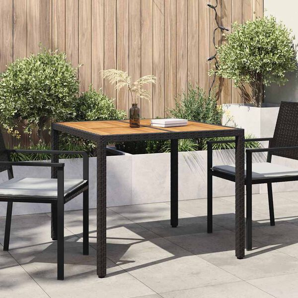 vidaXL Table de Jardin Noir 90 x 90 x 75 cm polyrotin