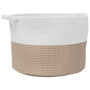 vidaXL Panier &agrave; linge marron et blanc &Oslash;55x36 cm coton