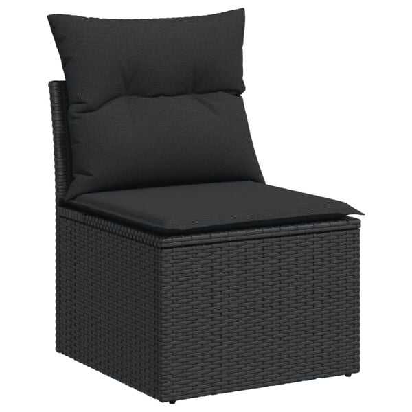 vidaXL Salon de jardin 7 pcs avec coussins noir r&eacute;sine tress&eacute;e