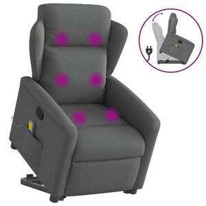 vidaXL Fauteuil de massage inclinable Gris fonc&eacute; Tissu