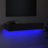 vidaXL Meuble TV avec lumi&egrave;res LED Gris brillant 90x35x15,5 cm