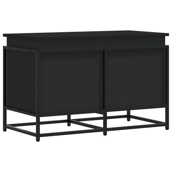 vidaXL Bo&icirc;te de rangement avec couvercle noir bois d'ing&eacute;nierie