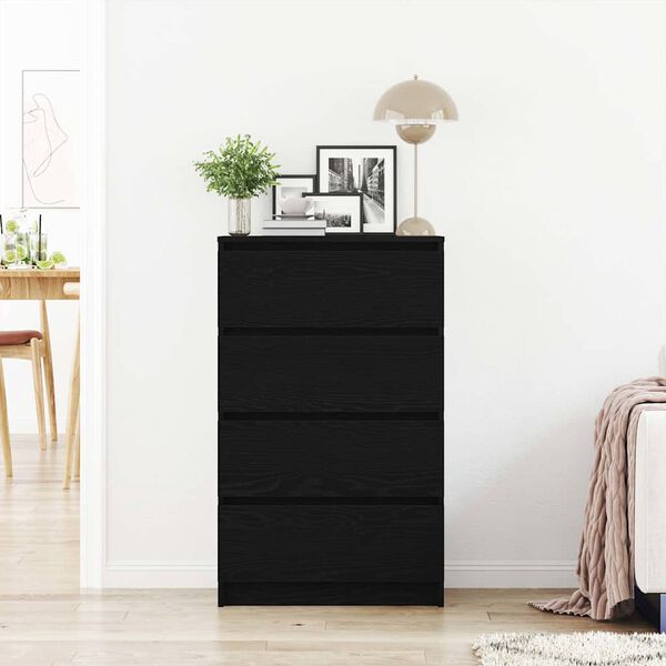 vidaXL Buffet ch&ecirc;ne noir 60x35x98,5 cm bois d'ing&eacute;nierie