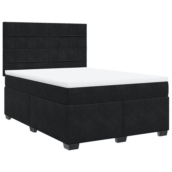 vidaXL Sommier &agrave; lattes de lit avec matelas Noir 140x200 cm Velours