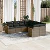 vidaXL Salon de jardin 8 pcs avec coussins gris r&eacute;sine tress&eacute;e