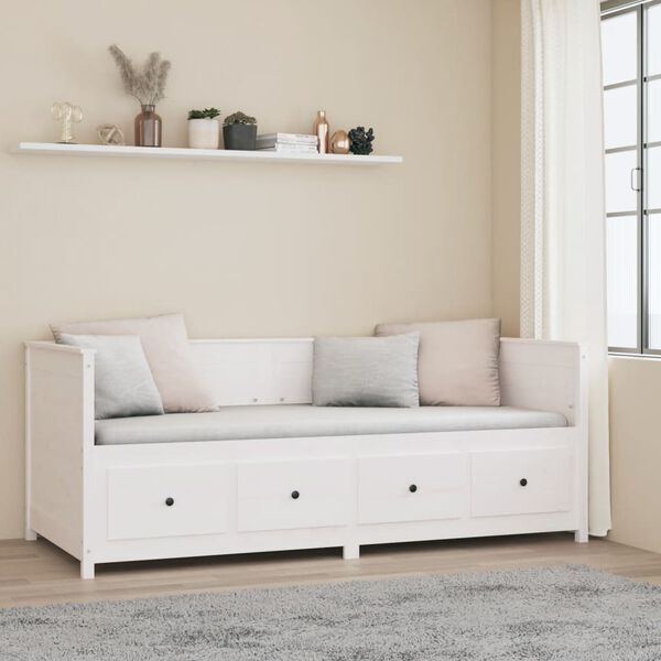 vidaXL Lit de jour sans matelas blanc 90x200 cm bois de pin massif