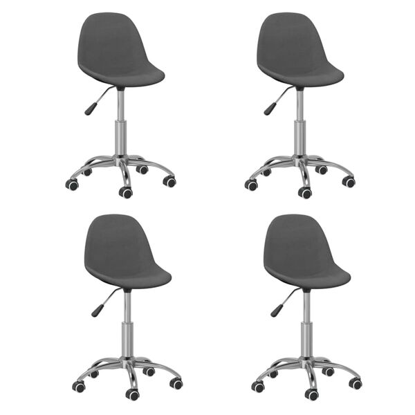 vidaXL Chaises pivotantes &agrave; manger lot de 4 Gris fonc&eacute; Tissu