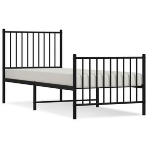 vidaXL Cadre de lit m&eacute;tal sans matelas avec pied de lit noir 80x200 cm