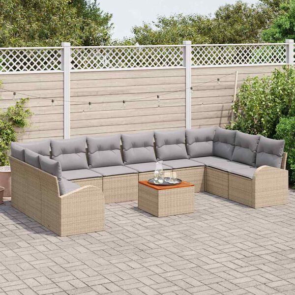 vidaXL Ensemble de canapé de jardin 11 pcs beige et gris clair
