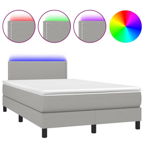 vidaXL Sommier &agrave; lattes de lit matelas LED gris clair 120x190 cm tissu