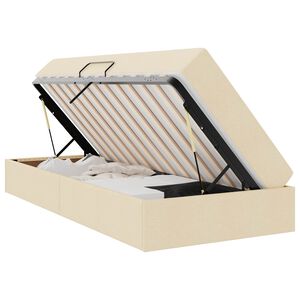 vidaXL Lit avec rangement et matelas Cr&egrave;me 90 x 200 cm Polyester
