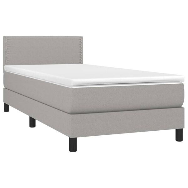 vidaXL Sommier &agrave; lattes de lit avec matelas Gris clair 100x200cm Tissu
