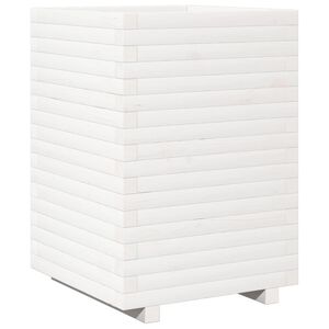 vidaXL Jardini&egrave;re blanc 50x50x72 cm bois de pin massif