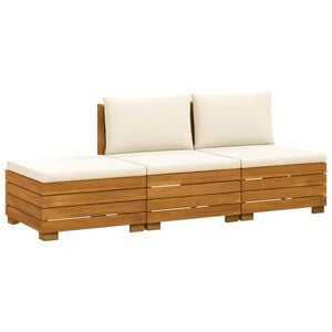 vidaXL Ensemble de canap&eacute;s d'ext&eacute;rieur avec coussin 3 Pi&egrave;ce Marron