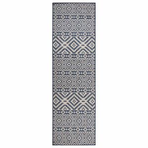 vidaXL Tapis &agrave; tissage plat d'ext&eacute;rieur 80x250 cm Rayures bleues