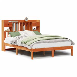 vidaXL Lit biblioth&egrave;que sans matelas cire marron 140x200 cm pin massif