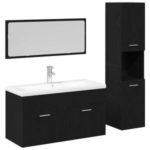 vidaXL Ensemble de mobilier de salle de bain 4 pcs Ch&ecirc;ne noir