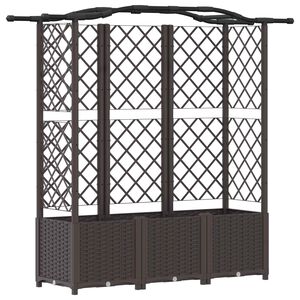vidaXL Lit &Eacute;lev&eacute; avec Treillis et Toit Marron 163 x 40 x 141 cm PP