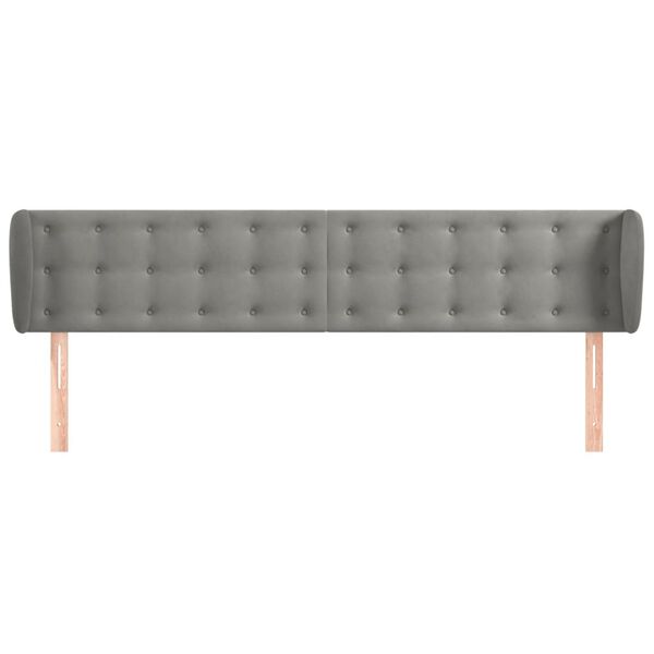 vidaXL T&ecirc;te de lit avec oreilles Gris clair 203x23x78/88 cm Velours