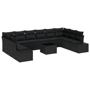 vidaXL Ensemble de canap&eacute; de jardin 10 pi&egrave;ces 9-Nombre de places Noir