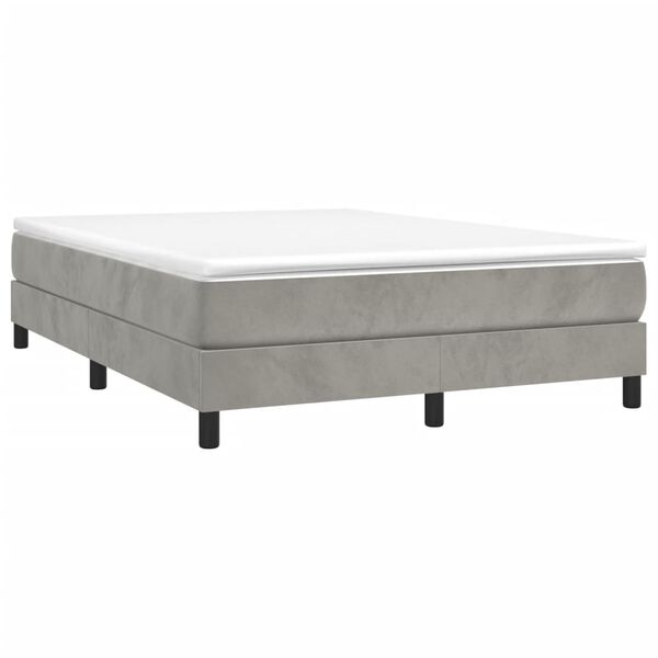 vidaXL Sommier &agrave; lattes de lit et matelas Gris clair 140x190cm Velours
