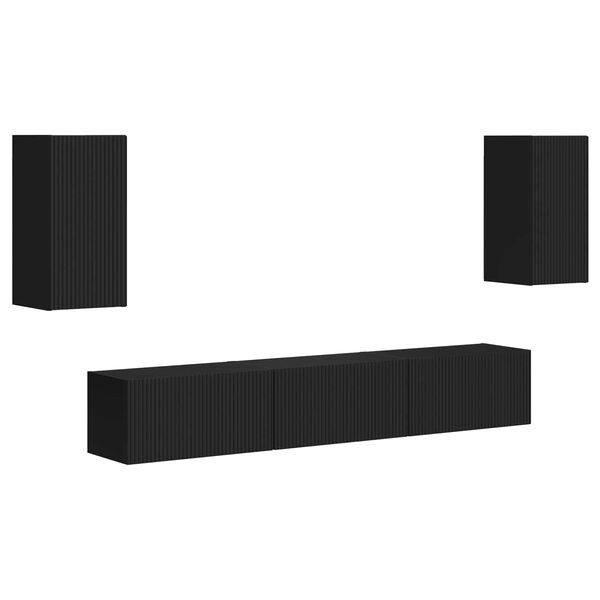 vidaXL Ensemble meuble TV Montage mural 5 pcs Noir Bois d'ing&eacute;nierie