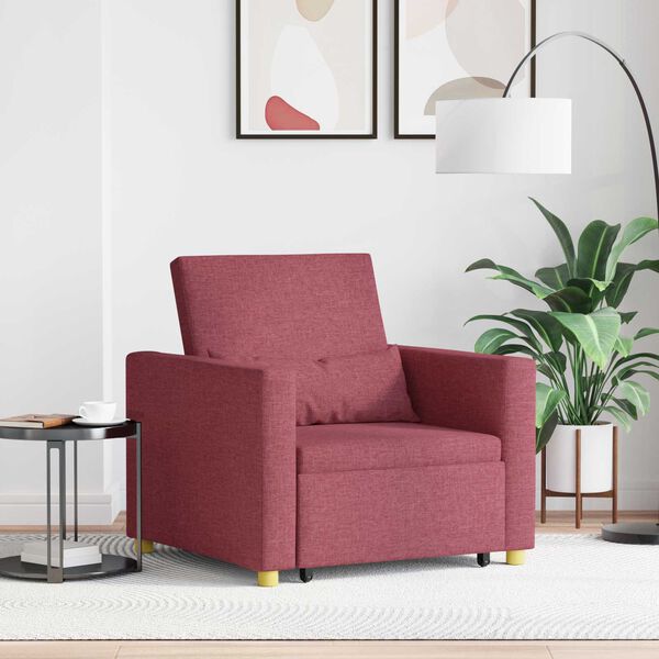 vidaXL Canap&eacute;-lit escamotable simple Bordeaux 90 x 165 x 87 cm tissu