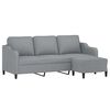 vidaXL Canapé à 3 places avec repose-pieds Gris clair 180 cm Tissu