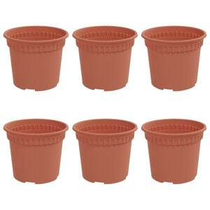 vidaXL Pot &agrave; fleurs rond 6 pc Rouge brique &Oslash; 12,5 x 10 cm Plastique