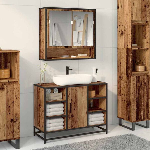vidaXL &Eacute;tag&egrave;re Murale avec &eacute;tag&egrave;re Bois ancien 65 x 20 x 60 cm